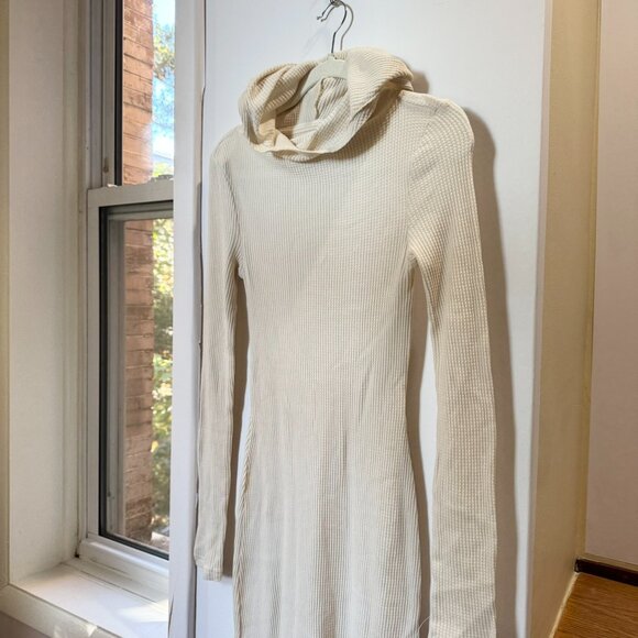Free People Thermal Hooded Funnel Neck Midi Dress Cream Small - Picture 5 of 11